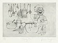 Dirty Ben The Cook Original Etching with Plate Tone by the American artist Susan Cirigliano