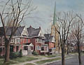 Queen's Avenue London Ontario Original Oil Painting on Canvas Board by the Canadian artist Silvia Clarke