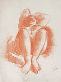 Reclining Woman Original Pastel Drawing by Harold Cohn