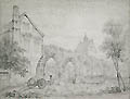 Buildwas Abbey Shropshire Original Drawing by John Coney