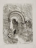 Rivaulx Abbey Door Way to the Refectory Original Etching by the British artist John Sell Cotman