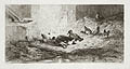 Basse Cour Farmyard Original Etching by the French artist Pierre Cottin published for the Societe des Aqua Fortistes Eaux Fortes Modernes by A Cadart and Luquet