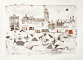 Verona Piazza delle Erbe Original lithograph by the Italian artist Ossi Czinner