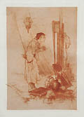 An Old Master at Last Original Etching by Elliot Daingerfield designed by Walter Satterlee