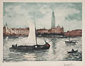 Anvers Original Aquatint by the French artist Jean Louis Andre David