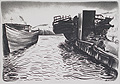 Pier 50 North River Original Lithograph by the American artist Hubert Davis