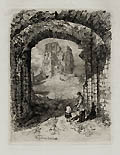 The Gateway Corfe Castle Original Etching by Alfred Dawson