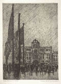 Sirocco on The Feast of St. Mark Venice Original Soft Ground Etching by the British artist Nelson Dawson
