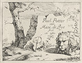 Lion Frontis Piece Original Etching by the Dutch artists Marcus De Bye and Paulus Potter