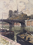 Notre Dame From The Seine by de la Brye