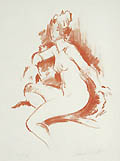 Figure Study Seated Woman Original lithograph by Czechoslovakian American artist Jan de Ruth