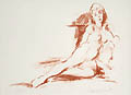 Figure Study Reclining Woman Original lithograph by Czechoslovakian American artist Jan de Ruth