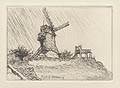 Moulin Debray Debray Windmill Original Etching and Drypoint by Eugene Delatre