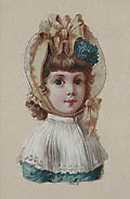 Miss Blue Eyes Original 19th century Chromolithographic Die-Cut