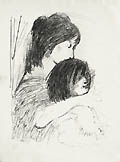Mother and Child Original Lithograph by the American artist Alexander Dobkin