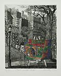 Easel in the Park Original Etching and Aquatint by the American artist John Dorish