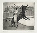 Bull Fight Original Etching by the American artist Israel Doskow