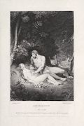 Paradise Lost Adam Awakening Eve Original Stipple Engraving by the British artist Richard Earlom designed by Richard Westall