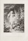 Paradise Lost Eve in the Garden of Eden Original Stipple Engraving by the British artist Richard Earlom designed by Richard Westall for John Boydell's set The Poetical Works of John Milton