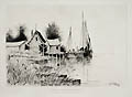 Sunset Maurice River New Jersey Original Etching by George Emerick Essig