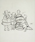 Group of Children Original Drawing by the American artist Harriet Torrey Evatt also listed as Harriet Evatt