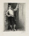 The Halberdier Original Etching by the American artist Stephen James Ferris also listed as Stephen Ferris based upon a designed by Jean Meissonier
