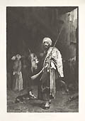 The Old Clothes Dealer Cairo Original Etching by the American artist Stephen Ferris  also listed as Stephen James Ferris based upon a design by the French artist Jean Leon Gerome