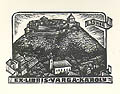 Ex Libris Varga Karoly castele of Sumeg Original Woodcut by the Hungarian artist Antal Fery