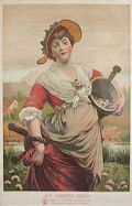 Betty a Country Milkmaid My Pretty Maid Where are You Going Original Chromolithograph Designed by the British artist Samuel Luke Fildes