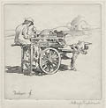 Knife Grinder Original Etching by the British artist Alfred Hugh Fisher