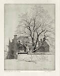 Mead's Wall Winchester College Original Drypoint Engraving by the British artist Alfred Hugh Fisher