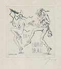 Ex Libris Dr. A. L. Dance of Death Original Etching by the Czechoslovakian artist Vitezslav Fleissig