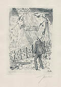 Ex Libris Luigi Filippo Bolaffio Memoriam Michel Fingesten Original Etching by the Czechoslovakian artist Vitezslav Fleissig