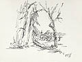 Landscape with a Church Original Pen and Ink Drawing by the American artist Roy Charles Fox