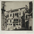 The Old Palace Venice Original Drypoint Engraving by Frank Sepp