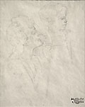 Mother and Son Original Drawing by the American artist Roy Gamble also listed as Roy C. Gamble