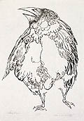Male Bird Original Etching and Engraving by the American artist Martin John Garhart also listed as Martin Garhart