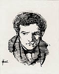 A Portrait of the Artist's Brother Original Pen and Ink Drawing by the British artist Arthur Joseph Gaskin also known as Arthur Gaskin