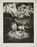 Lions Original Lithograph by Mordi Gassner