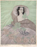 Empress Eugenia Original Etching Printed in Color by the American artist Margaret Ann Gaug