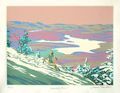 Downhill Racer Alpine Ski Racing Original Silk Screen by the Canadian artist Paul Gauthier