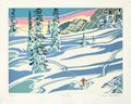 Powder Run Fresh Powder Skiing Original Silk Screen Printed in Colour by the Canadian artist Paul Gauthier