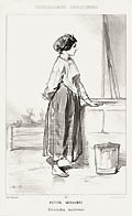 Petite Servante Deviendra Maitresse Little Servant Becomes Mistress Original Lithograph by The French artist Paul Gavarni from Physionomies Parisiennes published by Paulin et Le Chevalier