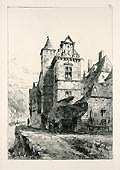Huy Old Convent on the Meuse Original Etching by Sir Ernest George