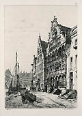Ghent The Hall of the Watermen's Guild Original Etching by Sir Ernest George