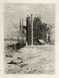 Coal Pockets at New Bedford Massachusetts Original Etching by Robert Swain Gifford