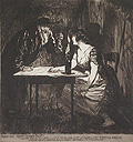 Fagin and Nancy Original Etching and Aquatint by the British artist Edward Frank Gillett also known as Frank Gillett
