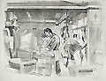 Image of Laborers Butchers Original Lithograph by Krzysztof Glass