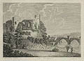 Bernard's Castle in the Bishoprick of Durham Original Engraving by the British artist Richard Godfrey
