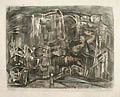 Kitzbuhel or Kitzbuehel Original Monotype and Pastel Drawing by the German artist Hilde Goldschmidt